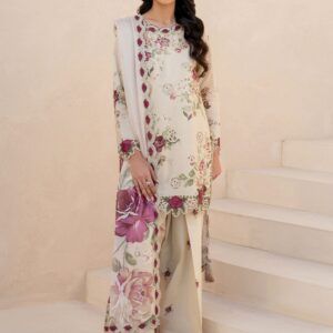 Iznik Embroidered Off White Luxury Dress