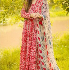 All-Over Digital Printed Lawn Dress with 4-Sided Embroidered Chiffon Dupatta